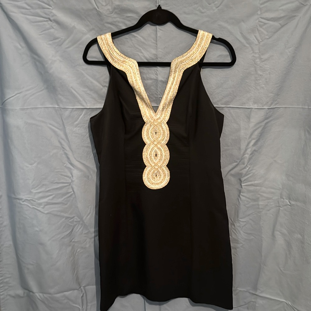 Lilly Pulitzer Black Mini Dress with Gold Accents